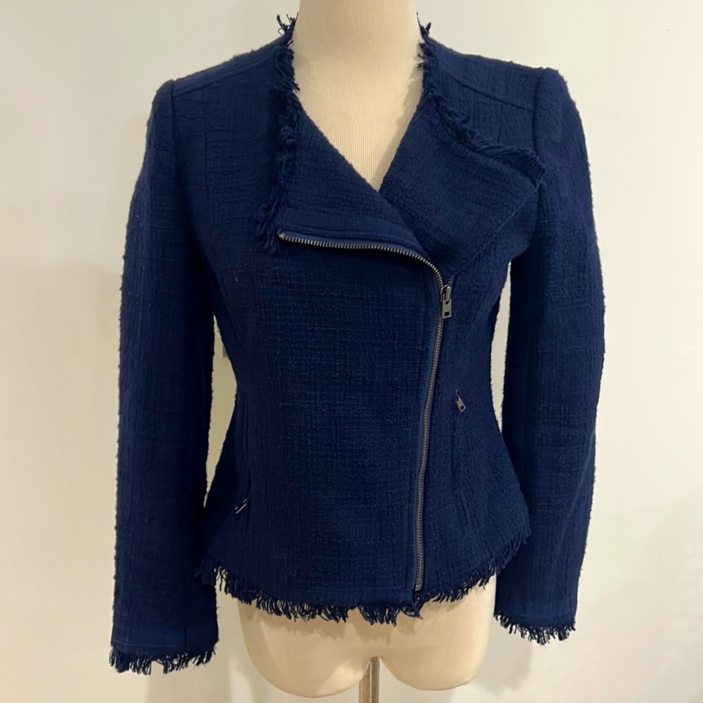 J.Crew Navy Fringed Lady Jacket.  2